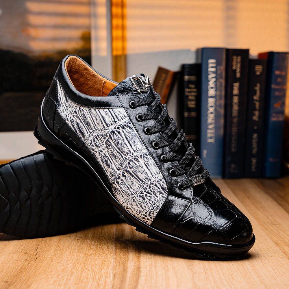 Marco Di Milano Cairo Alligator Sneakers Black / Newspaper
