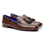 Emanuele Sempre Crocco Tassel Loafers Dark Brown