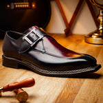 Harris Firenze 1913 Calfskin Leather Single Buckle Shoes Red