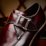 Harris Firenze 1913 Calfskin Leather Single Buckle Shoes Red