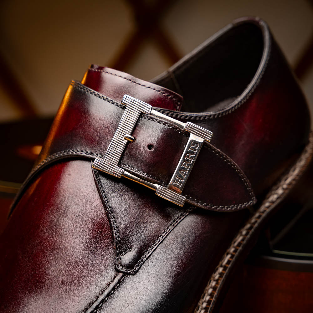 Harris Firenze 1913 Calfskin Leather Single Buckle Shoes Red