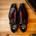 Harris Firenze 1913 Calfskin Leather Single Buckle Shoes Red