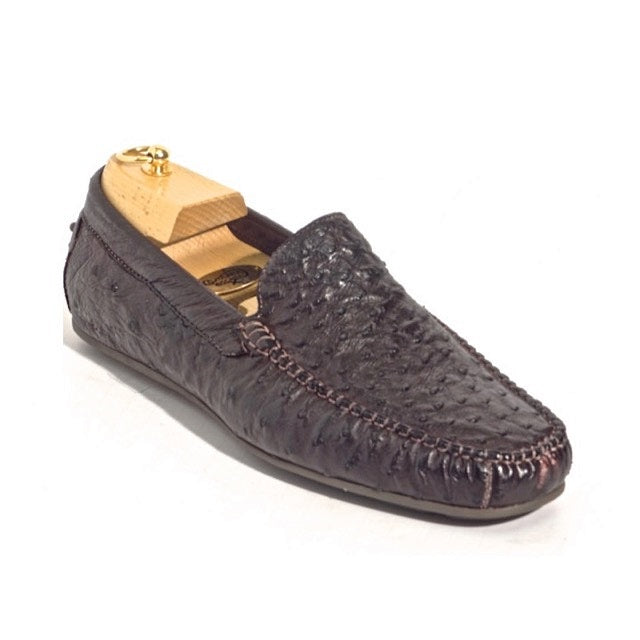 Calzoleria Toscana 2408 Ostrich Quill Driving Shoes Burgundy
