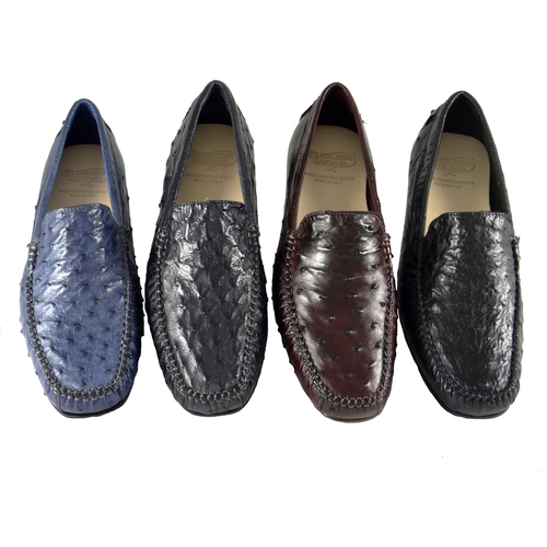 Calzoleria Toscana 2408 Ostrich Quill Driving Shoes Denim