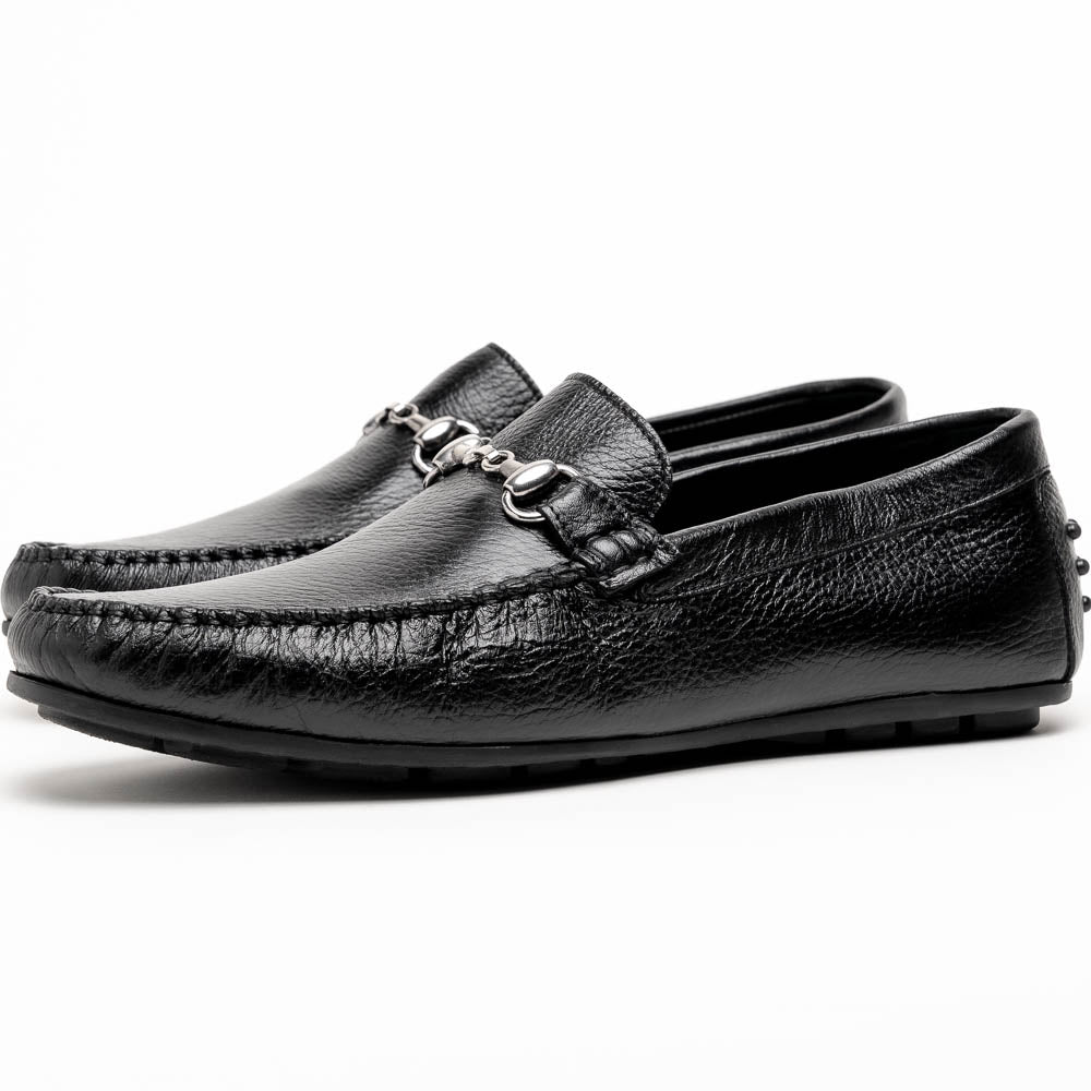 Calzoleria Toscana 2444 Deerskin Bit Loafers Black