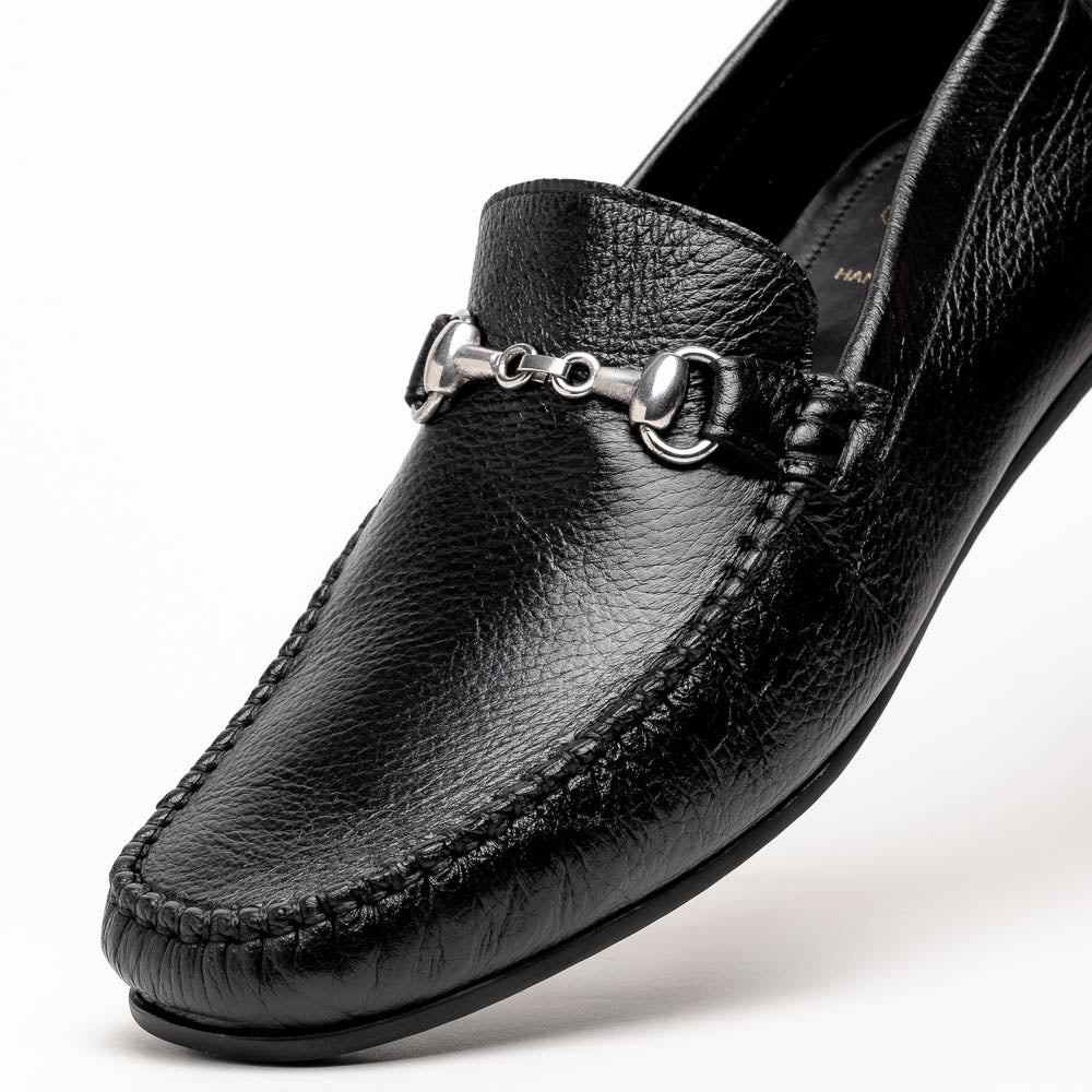 Calzoleria Toscana 2444 Deerskin Bit Loafers Black