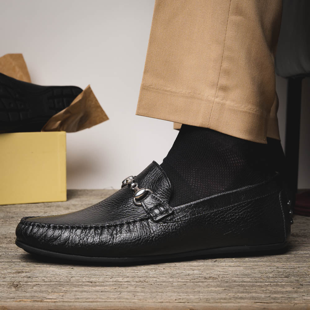 Calzoleria Toscana 2444 Deerskin Bit Loafers Black