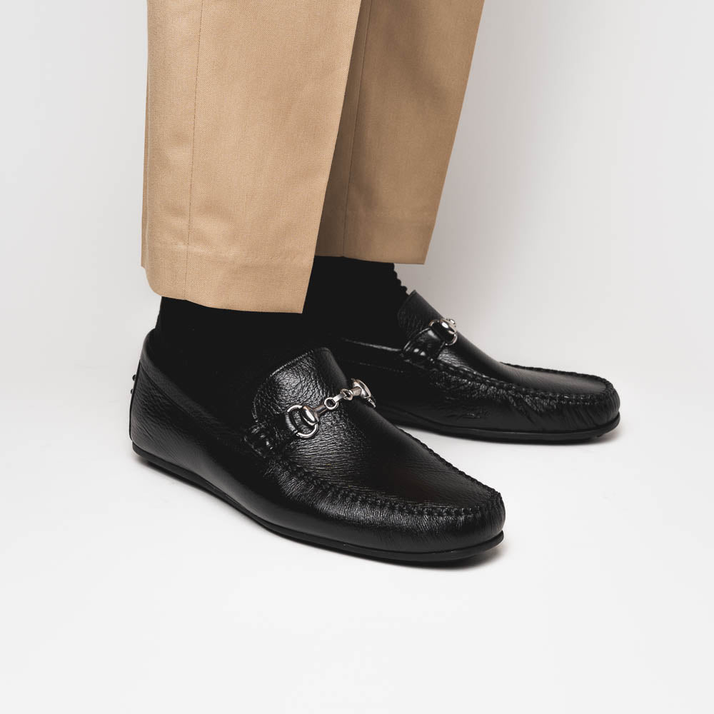 Calzoleria Toscana 2444 Deerskin Bit Loafers Black