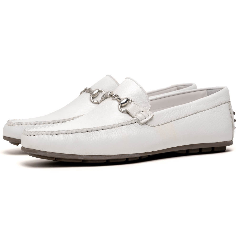 Calzoleria Toscana 2444 Deerskin Bit Loafers White