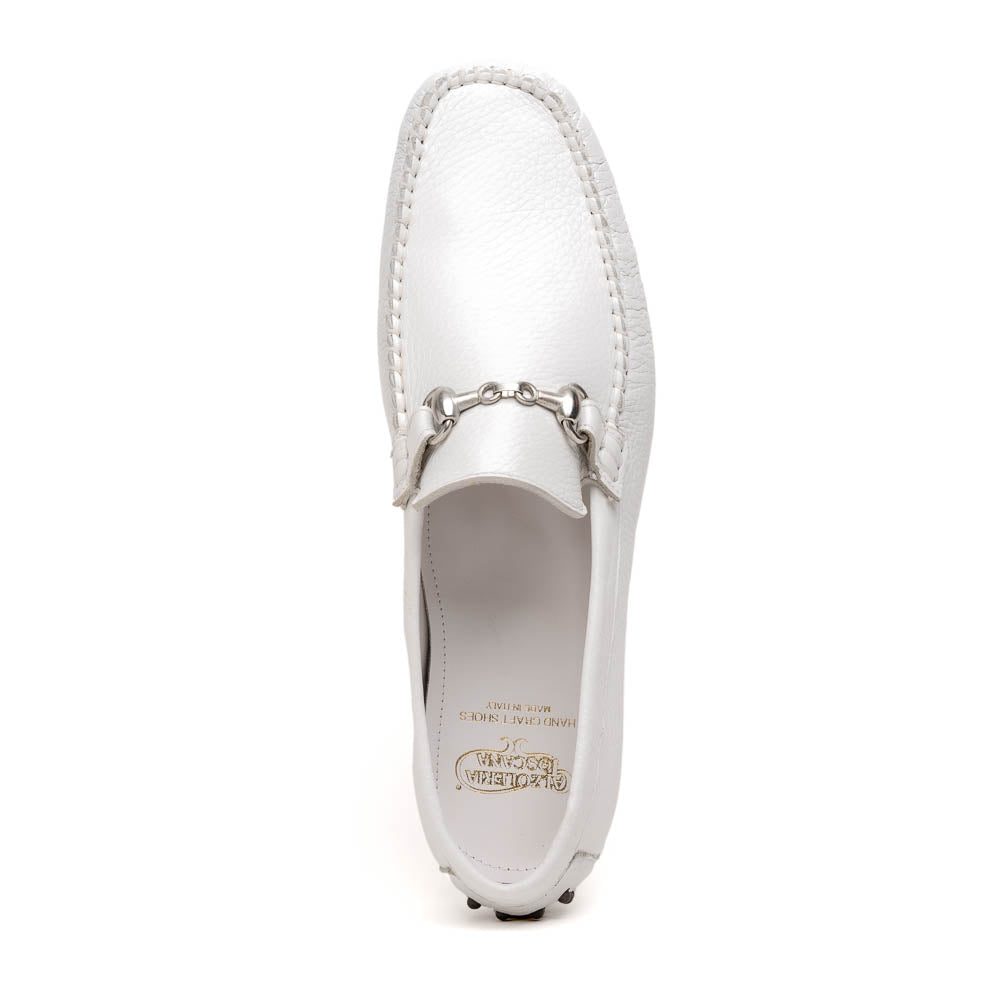 Calzoleria Toscana 2444 Deerskin Bit Loafers White