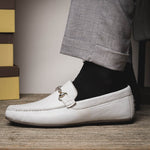 Calzoleria Toscana 2444 Deerskin Bit Loafers White