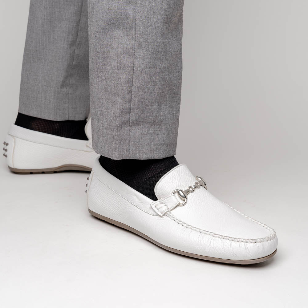 Calzoleria Toscana 2444 Deerskin Bit Loafers White