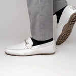 Calzoleria Toscana 2444 Deerskin Bit Loafers White