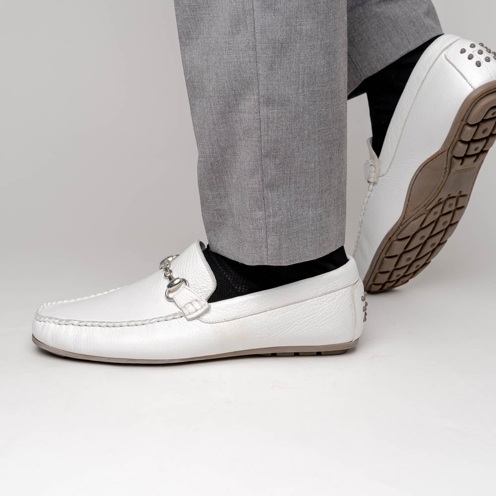 Calzoleria Toscana 2444 Deerskin Bit Loafers White