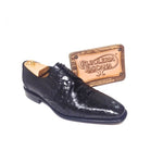 Calzoleria Toscana 2765 Caiman & Ostrich Cap Toe Shoes Black