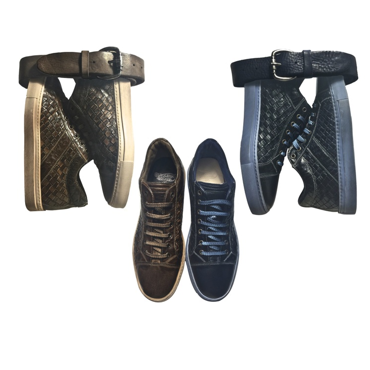 Calzoleria Toscana 3143 Calfskin Woven Mid Sneakers