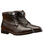 Calzoleria Toscana 3236 Buffalo & Crocodile Shearling Boots Dark Brown