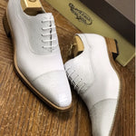 Calzoleria Toscana 4063 Ostrich Leg & Calf Oxfords White