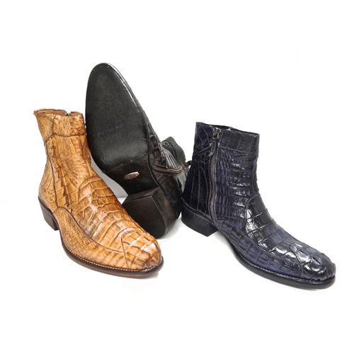 Calzoleria Toscana 4233 Caiman Hornback Side Zipper Boots Brick