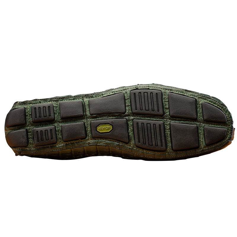 Calzoleria Toscana 4551 Crocodile Driving Shoes Green