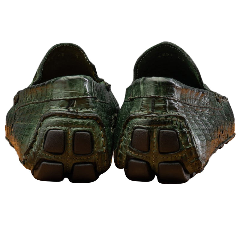 Calzoleria Toscana 4551 Crocodile Driving Shoes Green