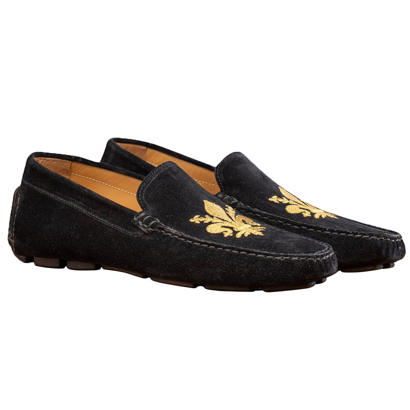 Calzoleria Toscana 5303 Venetian Suede Driving Loafers Black