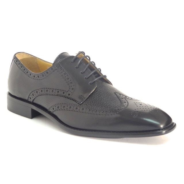 Calzoleria Toscana 7181 Calfskin & Deerskin Wingtip Shoes Black