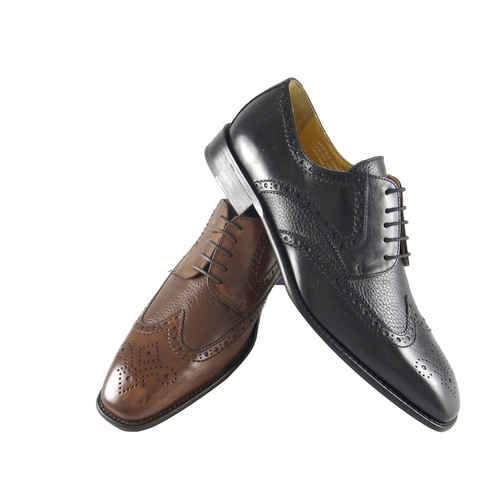 Calzoleria Toscana 7181 Calfskin & Deerskin Wingtip Shoes Mahogany