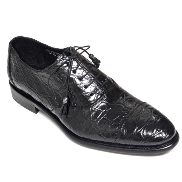 Calzoleria Toscana 7188 Caiman Cap Toe Shoes Black
