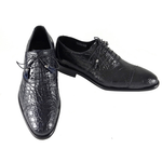 Calzoleria Toscana 7188 Caiman Cap Toe Shoes Black