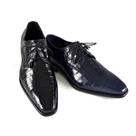 Calzoleria Toscana 7292 Baby Crocodile Derby Shoes Black