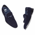 Calzoleria Toscana 7727 Suede Tassel Loafers Navy