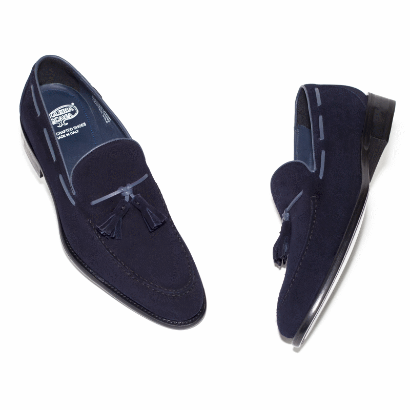 Calzoleria Toscana 7727 Suede Tassel Loafers Navy