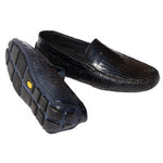 Calzoleria Toscana 8675 Crocodile & Ostrich Driving Shoes Navy