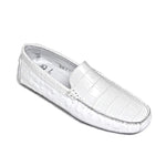 Calzoleria Toscana Crocodile / Ostrich Driving Loafers White