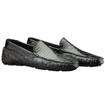 Calzoleria Toscana 8675 Ostrich & Crocodile Driving Shoes Black