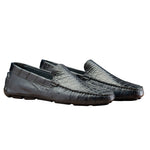 Calzoleria Toscana 8675 Ostrich & Crocodile Driving Shoes Blue