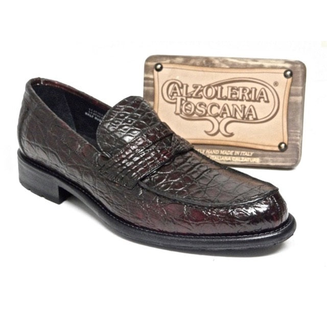 Calzoleria Toscana 8871 Caiman Penny Loafers Burgundy
