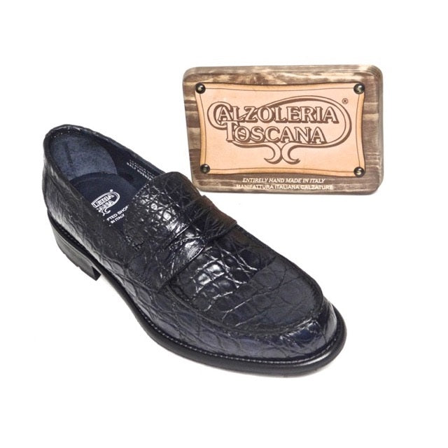 Calzoleria Toscana 8871 Caiman Penny Loafers Navy