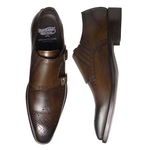 Calzoleria Toscana 8863 Wingtip Monk Strap Shoes Brown