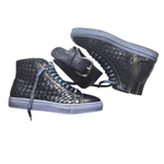 Calzoleria Toscana 9996 Woven Calfskin High Top Sneakers Blue