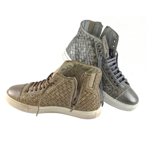 Calzoleria Toscana 9996 Woven Calfskin High Top Sneakers Rope