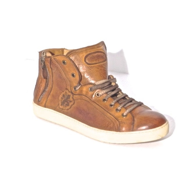 Calzoleria Toscana A892 Calfskin High Top Sneakers Walnut