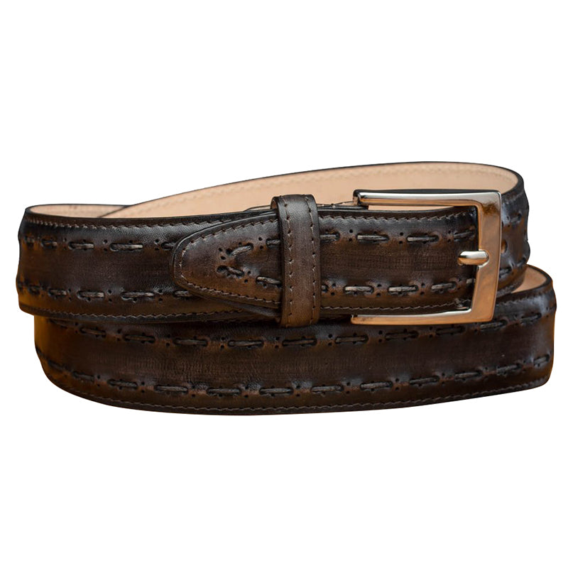 Calzoleria Toscana C1482 Stitched Belt Dark Brown