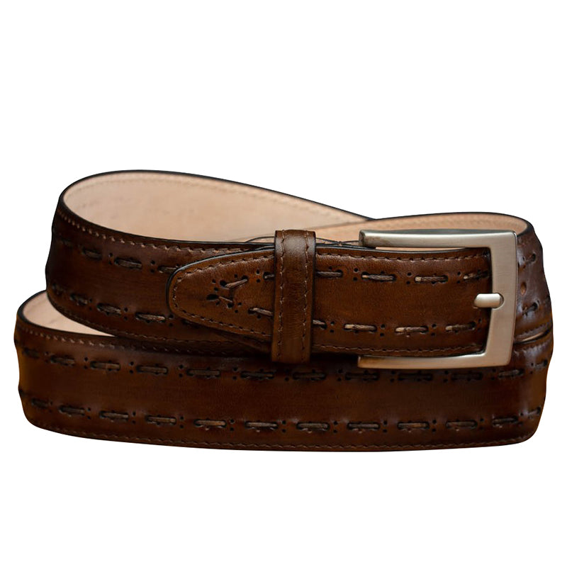 Calzoleria Toscana C1482 Stitched Belt Mahogany