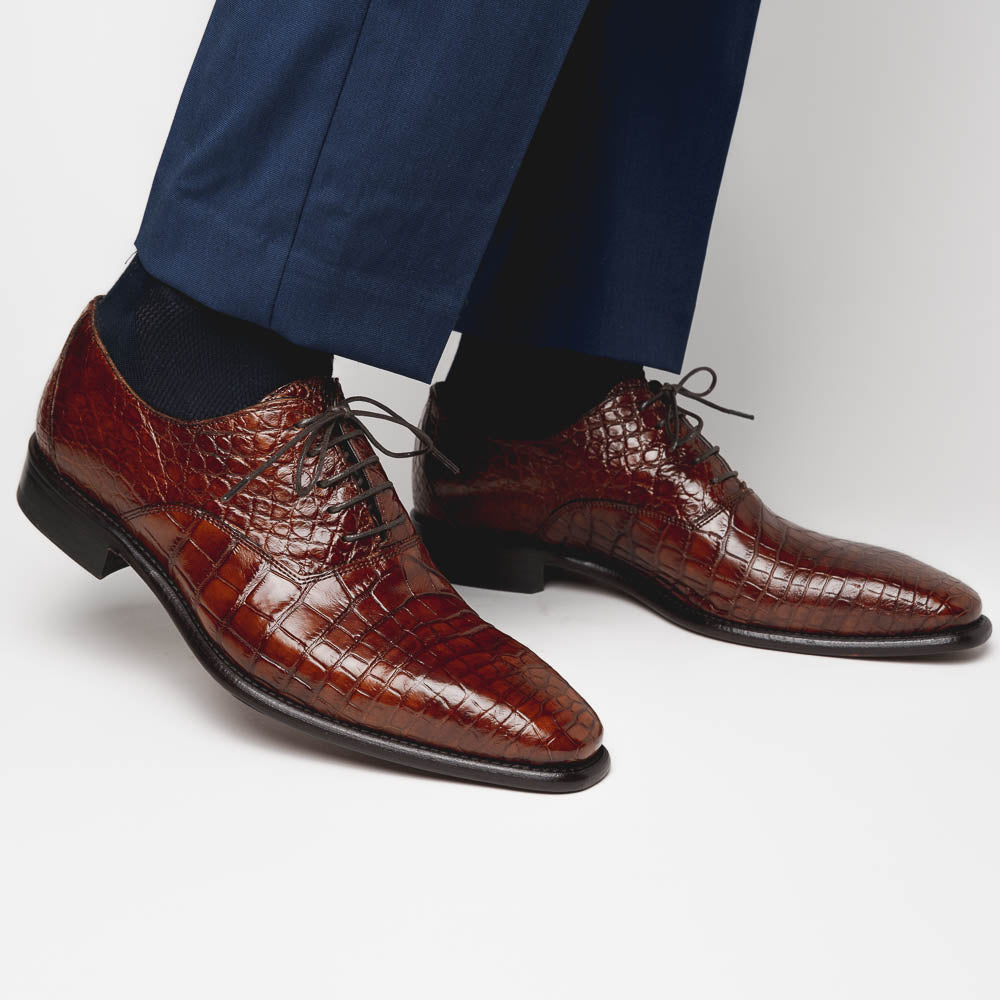 Calzoleria Toscana David 6153 Nile Crocodile Shoes Cognac
