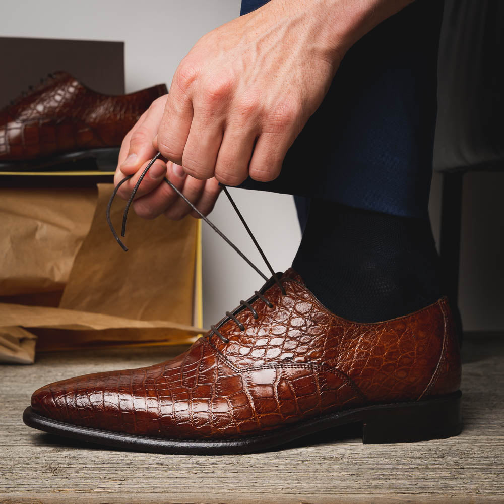 Calzoleria Toscana David 6153 Nile Crocodile Shoes Cognac