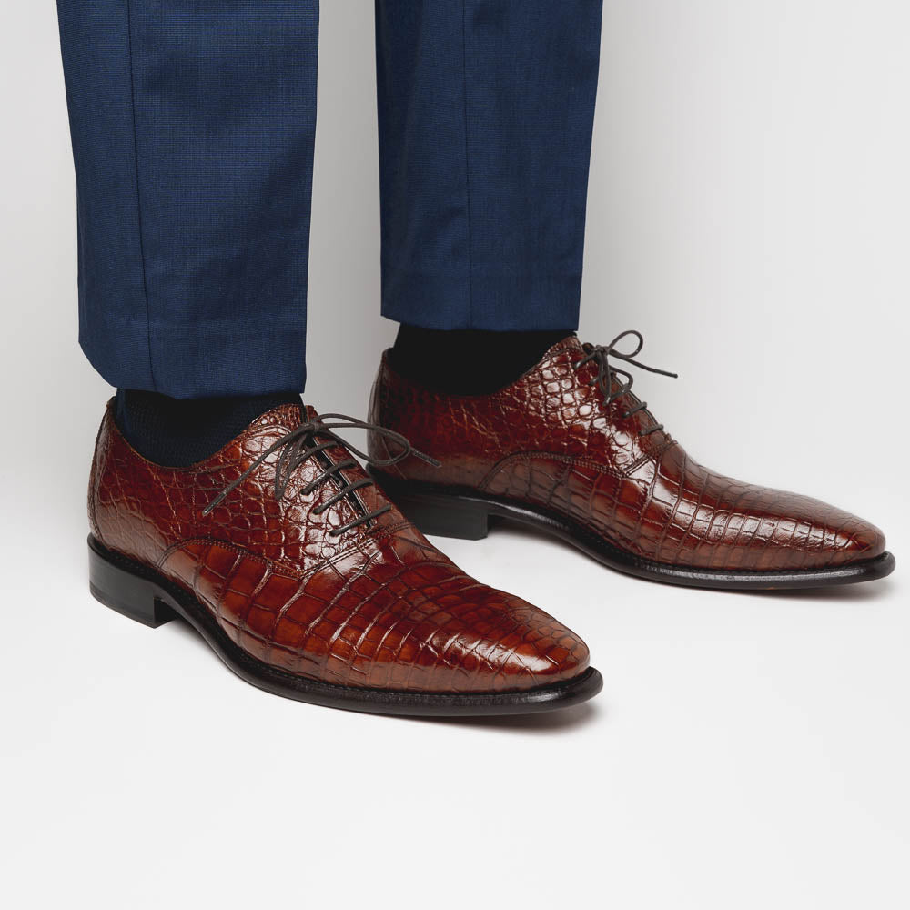 Calzoleria Toscana David 6153 Nile Crocodile Shoes Cognac