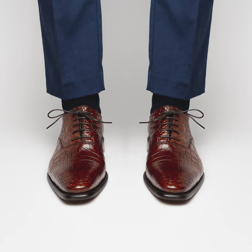 Calzoleria Toscana David 6153 Nile Crocodile Shoes Cognac
