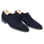 Calzoleria Toscana H165 Suede Wingtip Oxfords Navy Blue
